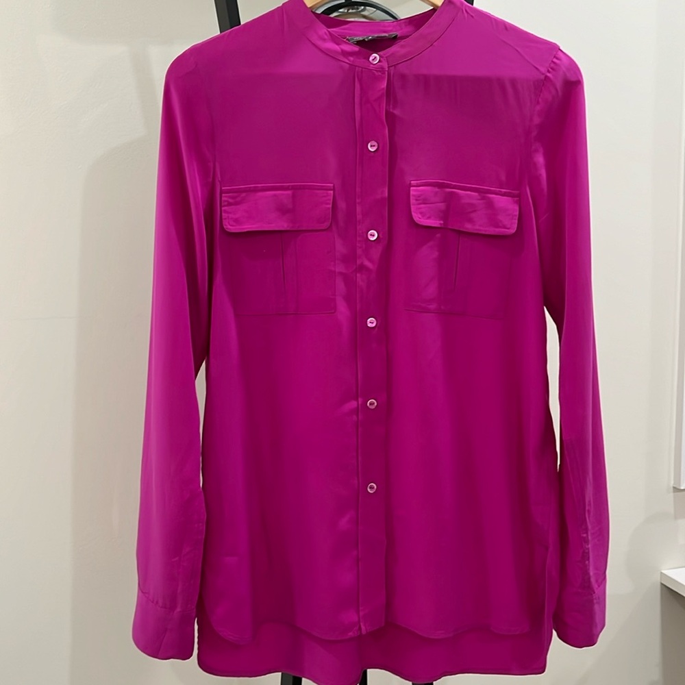 Vince hot pink long sleeve shirt